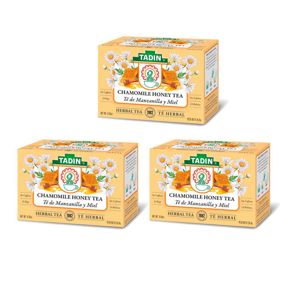 Tadin Tea Manzanilla con Miel / Chamomile Honey. 24 Bags. 0.84 Oz. Pack of 3