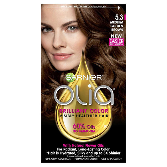 Garnier Olia Ammonia, Medium Golden Brown, Color Oil-Rich Permanent Hair Color.