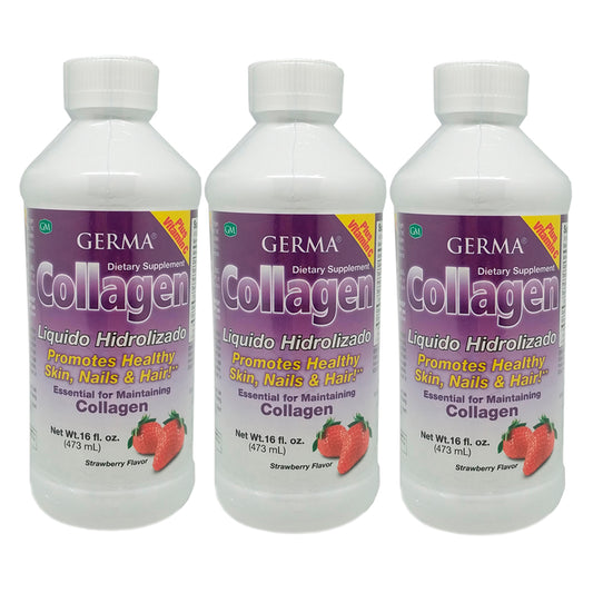 Germa Collagen Liquid 16 Oz Strawberry. Pack of 3