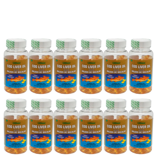 Germa Cod Liver Oil/Aceite de Higado de Bacalao 100 Caps. Pack of 12