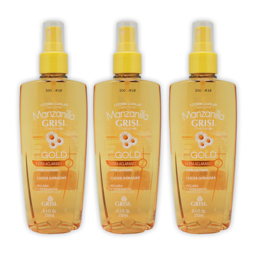 Grisi Manzanilla Chamomile Hair Lotion Gold 8.4 Fl oz (250mL) - Pack of 3