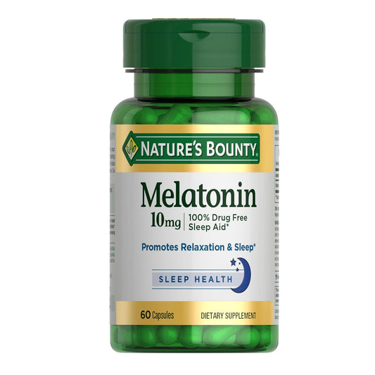 Nature's Bounty Melatonin, 100% Drug-Free Sleep Aid, Dietary Supplement, 10 mg, 60 Count