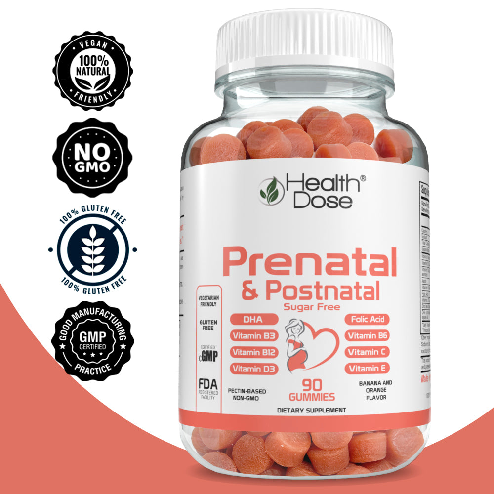 HealthDose Prenatal/Postnatal Complex Supplement. Vitamin B6, B12, C, Zinc. 90Ct