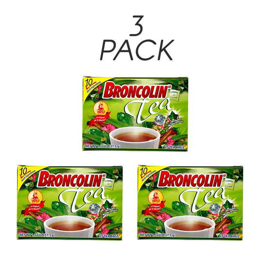 Broncolin Herbal Tea. Flu Relief. 25 Bags. 1.32 oz. Pack of 3