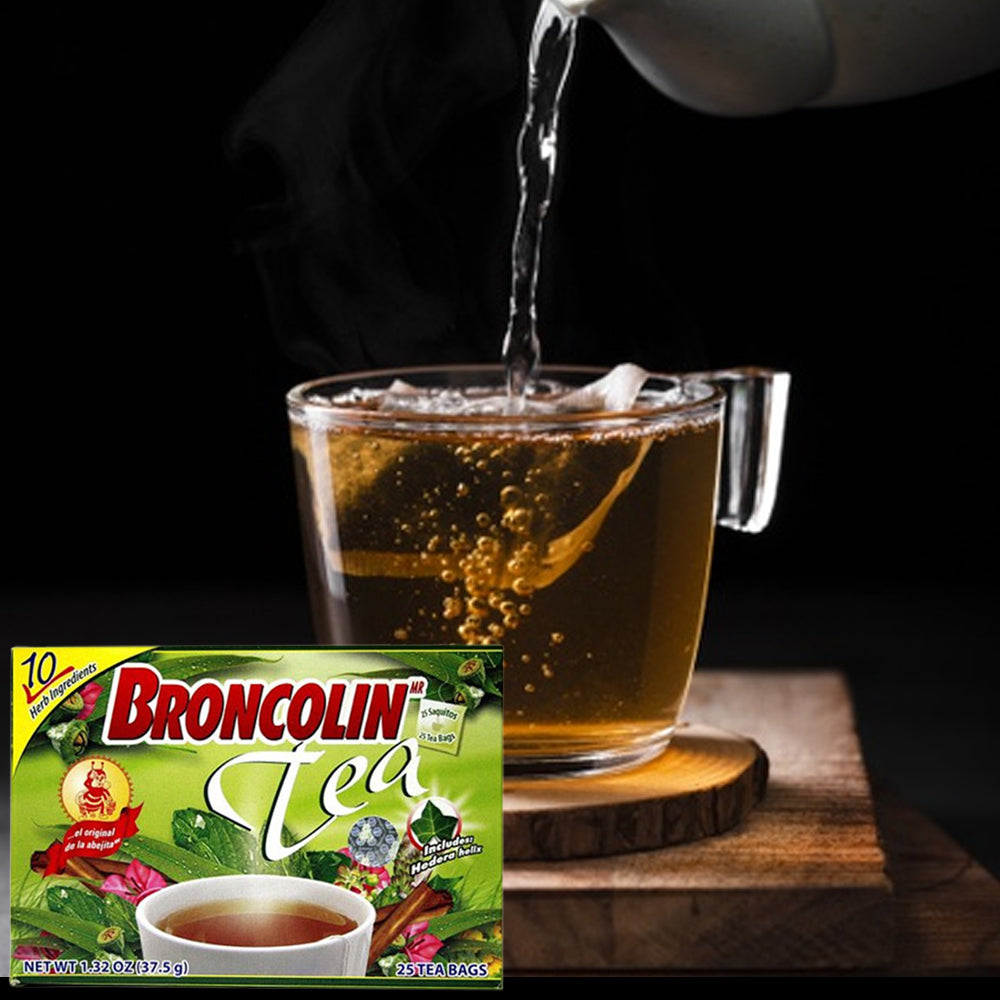 Broncolin Herbal Tea. Flu Relief. 25 Bags. 1.32 oz. Pack of 2