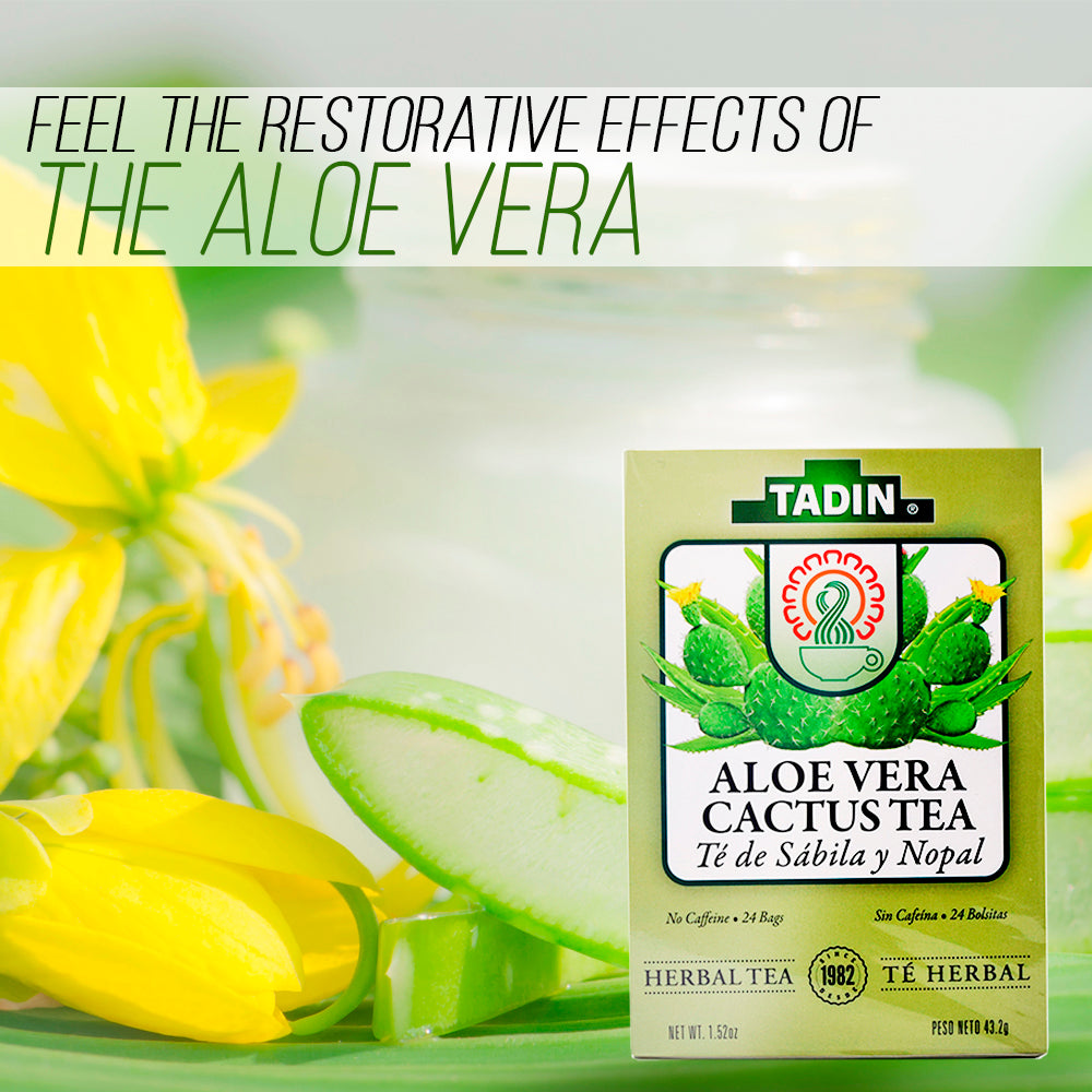 Tadin Tea Aloe Vera With Cactus, Te De Sábila y Nopal 24 Bags Pack of 6