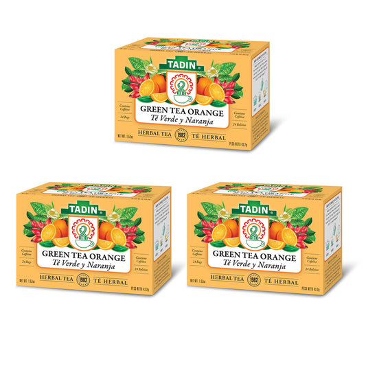 Tadin Tea Té Verde y Naranja / Orange Spice. 24 Bags. 1.61 Oz. Pack of 3