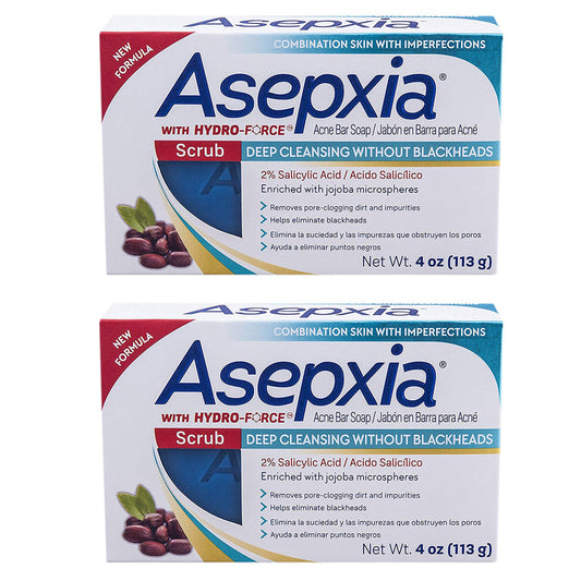 Asepxia Scrub Deep Cleansing Bar, Jabon With Hydro-Force 4oz. - Pack of 2