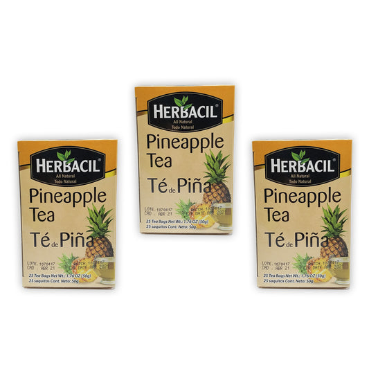 Herbacil Natural Pineapple Tea. 1.76 oz. 25 Bags. Pack of 3