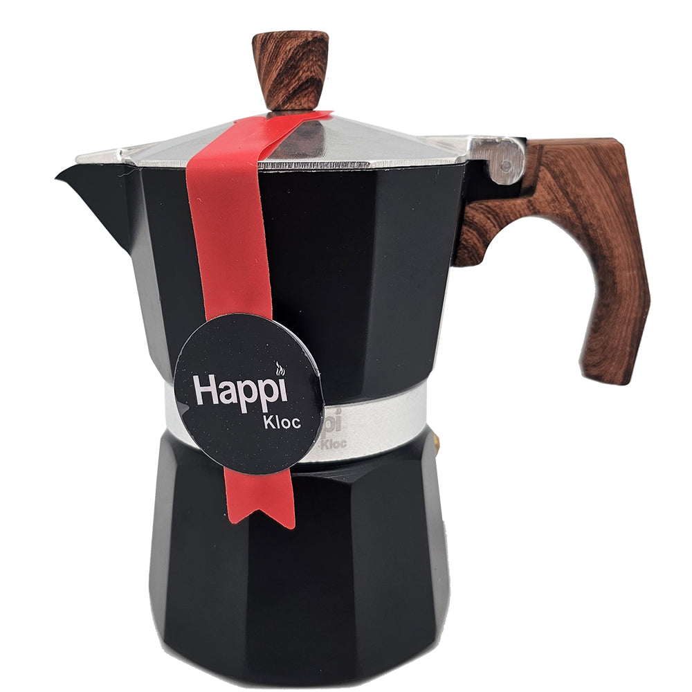 HAPPIKLOC Aluminum Black Coffee Maker 3 cup