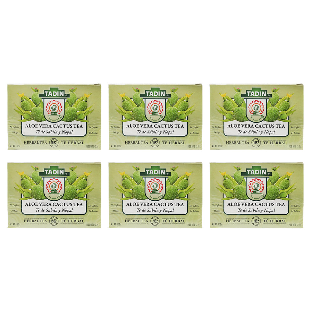 Tadin Tea Aloe Vera With Cactus, Te De Sábila y Nopal 24 Bags Pack of 6