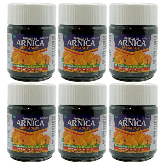 Germa Arnica Ointment, Pain Relief/Pomada de Arnica, Alivio de Dolor - Black 2oz. Pack of 6