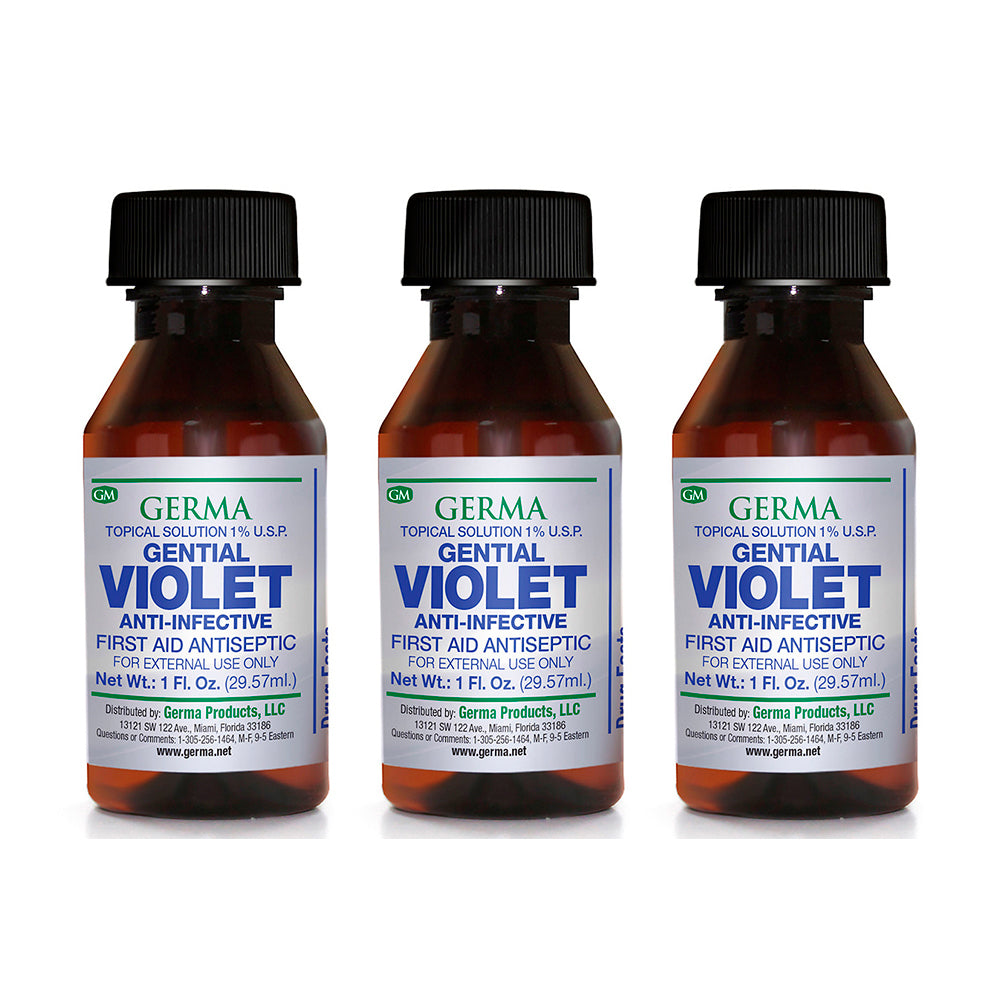 Germa Gentian Violet Antiseptic/Violeta Cristal Antiseptico 1 Oz. Pack of 3