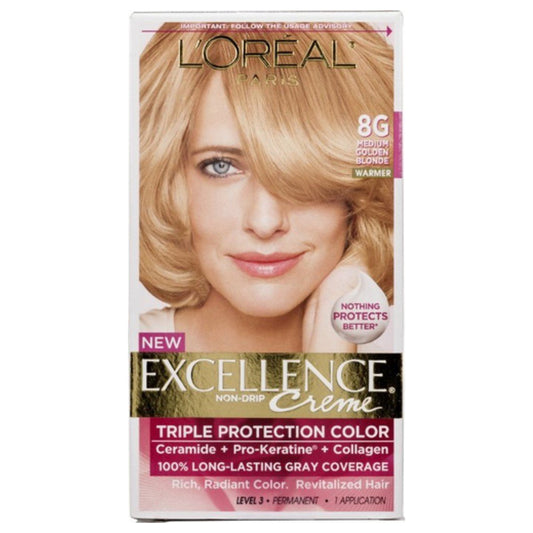 L'Oreal Excellence Creme, 8G Medium Golden Blonde, Warmer (Packaging May Vary)