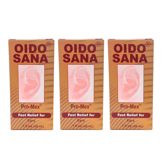 Promex Oido Sana. Drying Solution, Itch & Swimmer's Ear Relief. 1 oz. Pack of 3