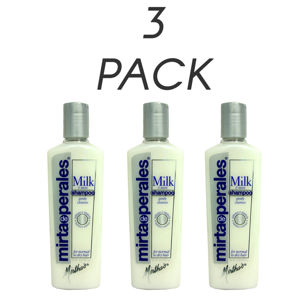 Mirta De Perales Milk Shampoo, Milk Proteins, Deep Hydration, For Dry Hair 8 Oz. - Pack of 3