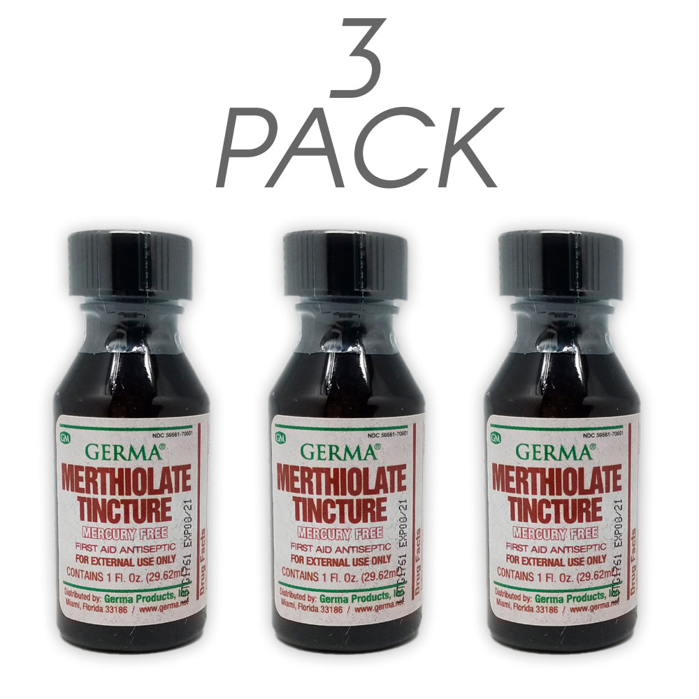 Germa Merthiolate Tincture, Antiseptic/Germa Mertiolate Antiséptico 1 Oz. Pack of 3