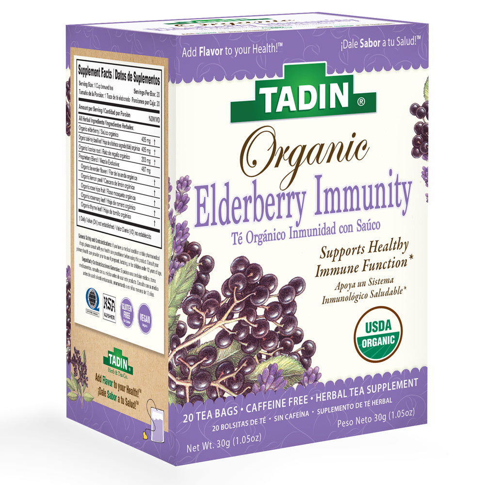 Tadin Organic Elderberry Immunity Herbal Tea. Supports Immune Function. 20 Bags