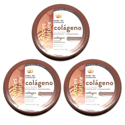 Andes Nature Baba De Caracol Cosmetic Cream, Collagen 5.1 Fl Oz / 150 ml. Pack of 3