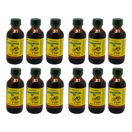 Germa Eucalyptus Oil Natural Emollient/Aceite de Eucalipto Emoliente Natural 2oz. Pack of 12