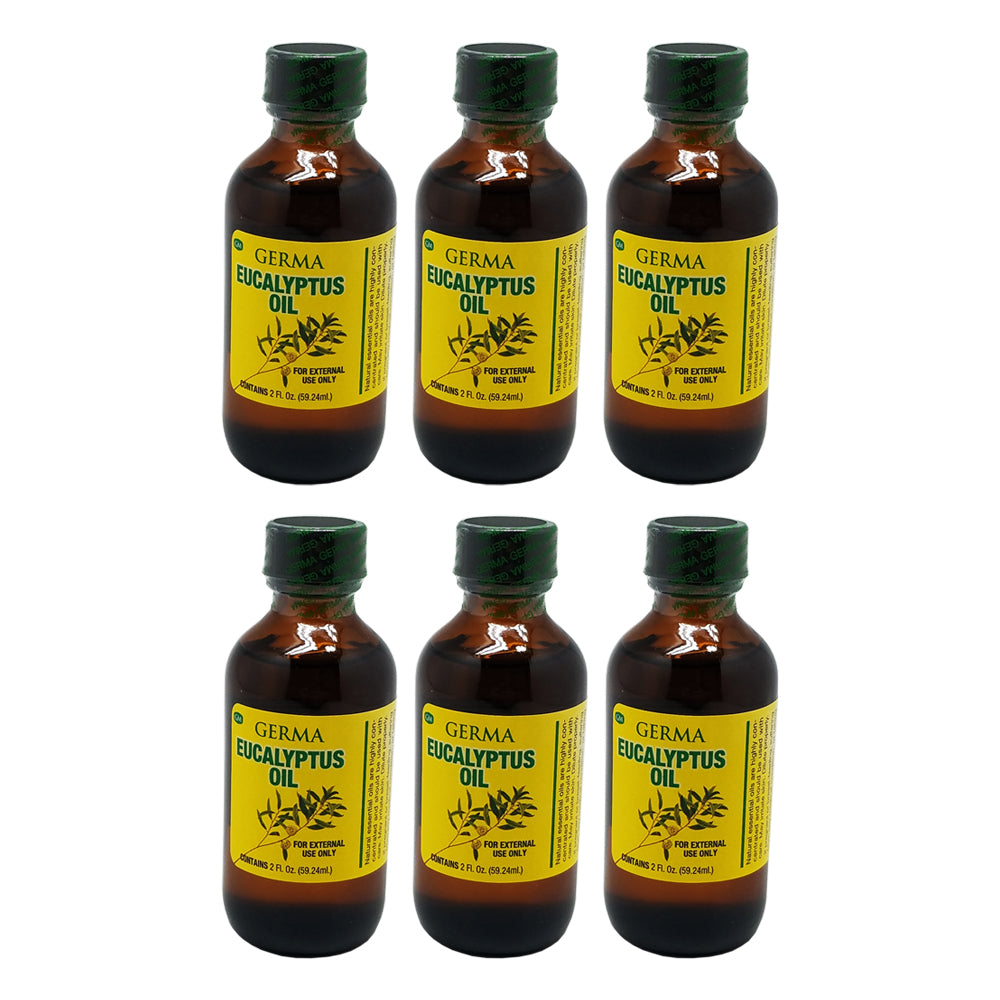 Germa Eucalyptus Oil Natural Emollient/Aceite de Eucalipto Emoliente Natural 2oz. Pack of 6