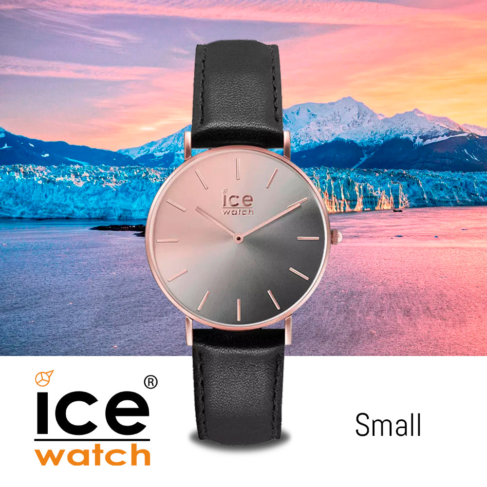 ICE Smoky Eye Rose Gold Stainless Steel Case & Black Strap Women's Watch. 015755