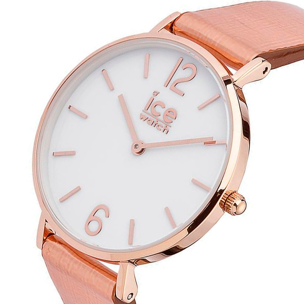 ICE City Sparkling Rose Stainless Steel and Leather Strap Women s Watch. 015085