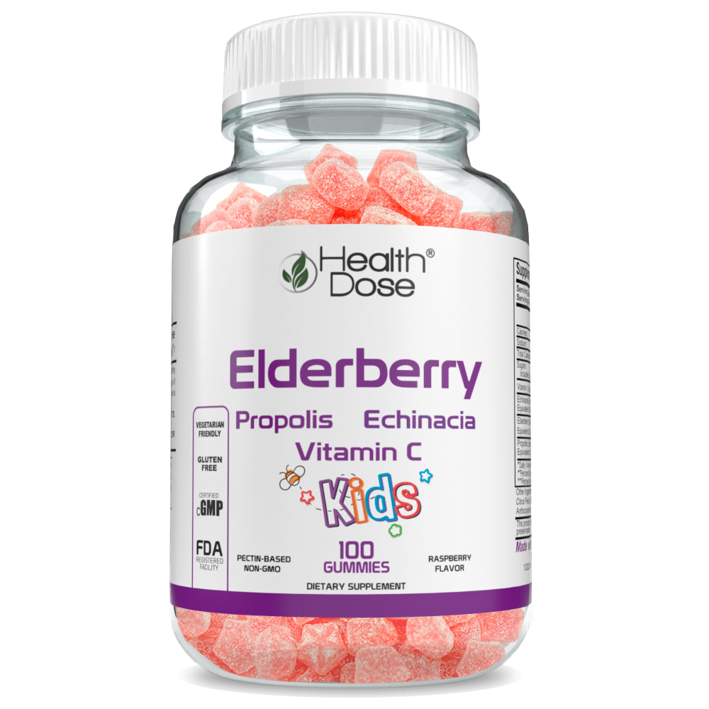Health Dose Elderberry Gummies. Immune System Support. For Kids. 100 Gummies