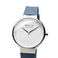 Bering Time Max René Collection, Stainless Steel Case and Light Blue Silicone Bands Women's Watch Silver 15531-700