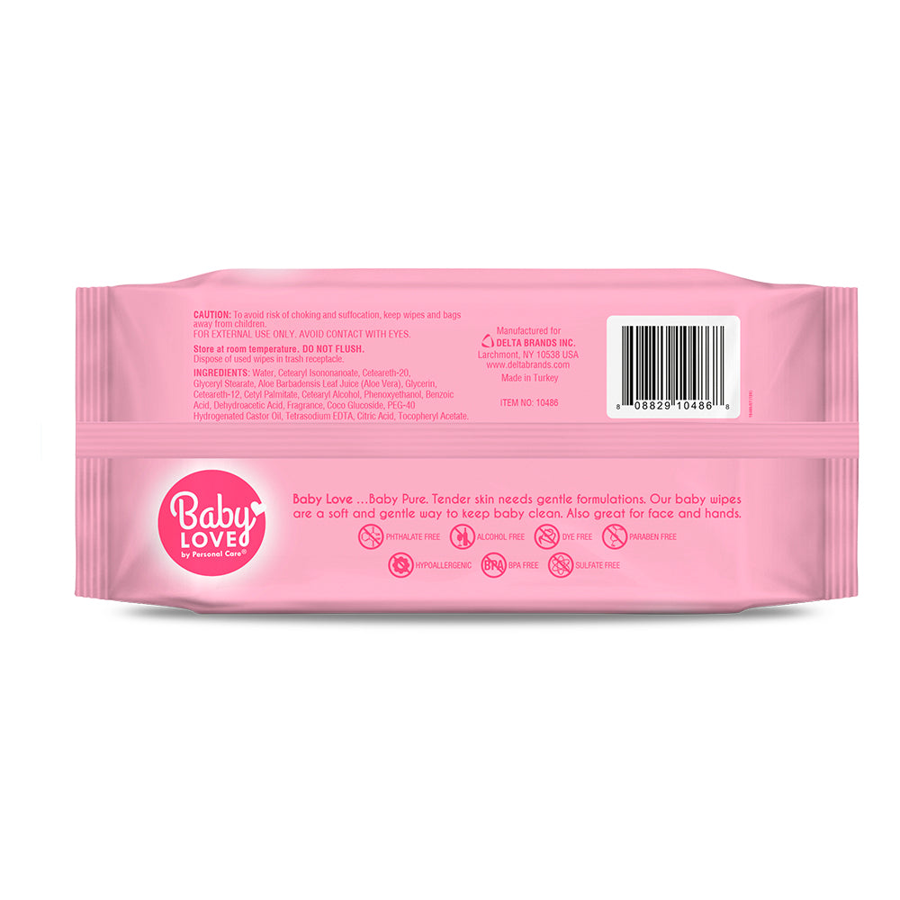 Baby Love Baby Wipes - Pink 80 Ct