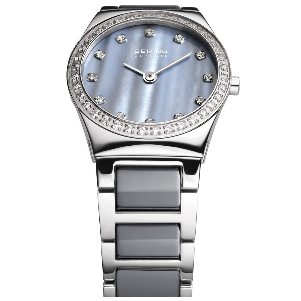 Bering Time Ceramic Silver Steel Case with Grey Dial Women's Watch. 32426-789