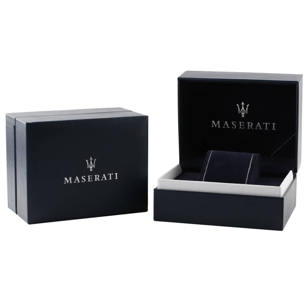 Maserati Traguardo Black Stainless Steel and Blue Bezel Men's Watch. R8871612024