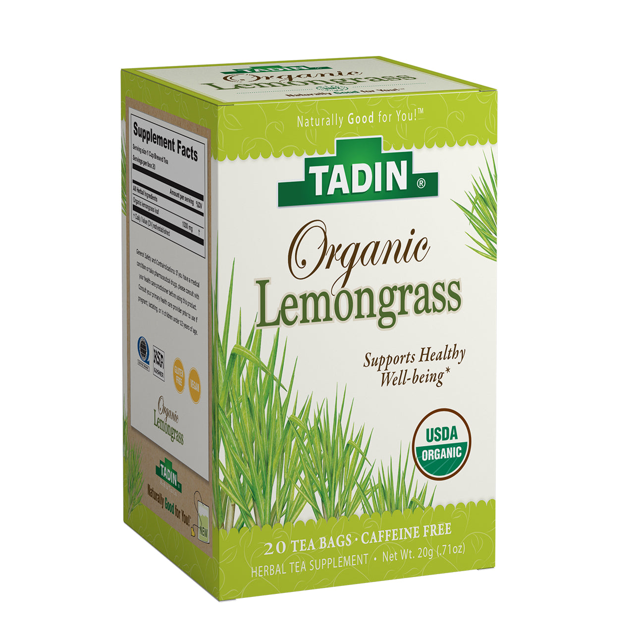 Tadin Organic Lemongrass Herbal Tea. Digestive Health Supplement. 20 Teabags