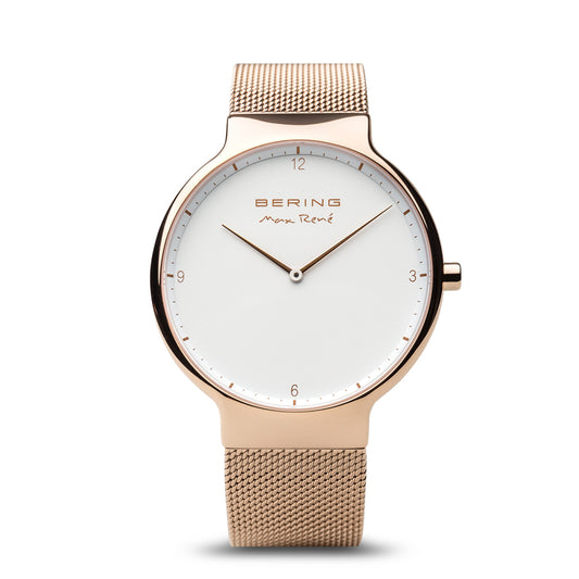 Bering Time Max René Collection. Stainless Steel Case and Milanese Bands Rosegold Men's Watch 15540-364