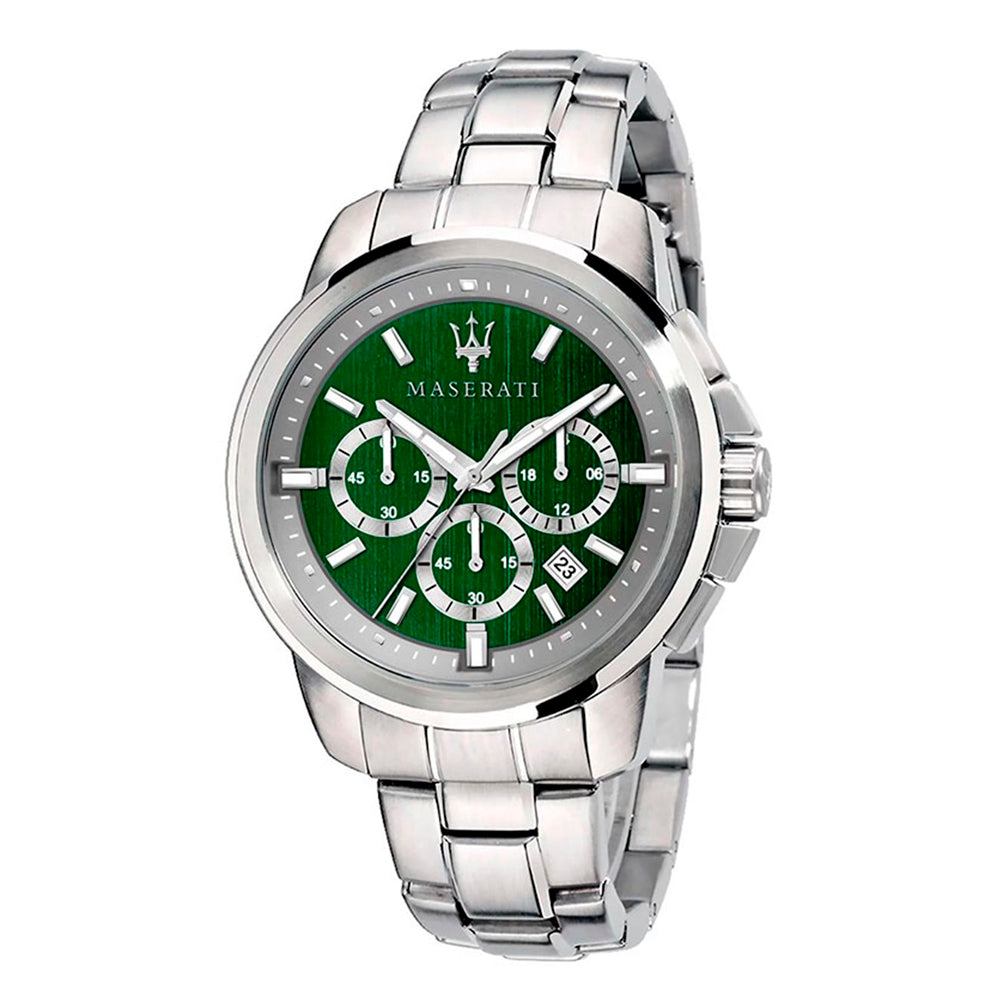 Maserati Successo Silver Stainless Steel and Green Dial Men's Watch. R8873621017