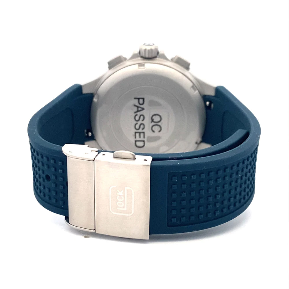 Glock Precision Watch. Silver Steel Case / Blue Silicone Strap 24-2-24