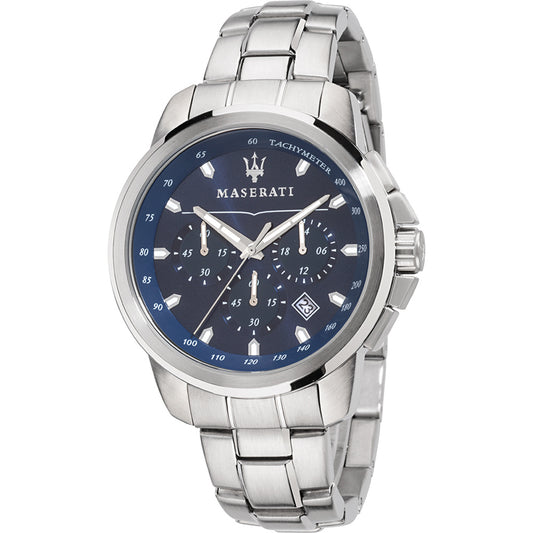 Maserati Successo Silver Stainless Steel Case & Blue Dial Men Watch. R8873621002