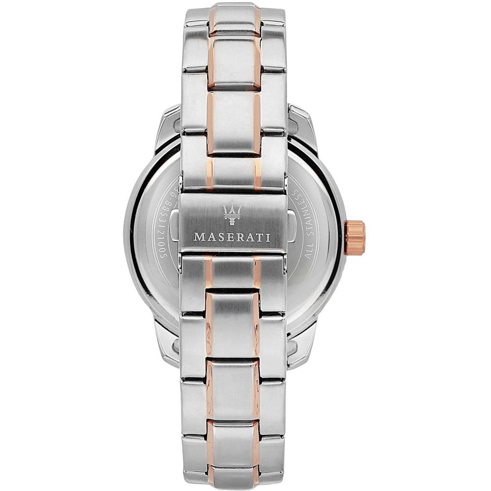Maserati Successo Silver Stainless Steel and White Dial Men's Watch. R8853121005