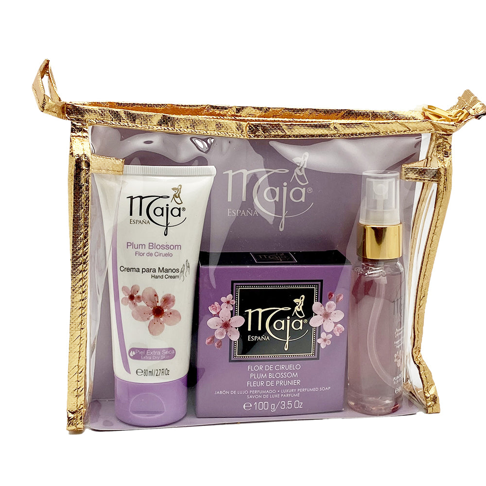 Maja Gift Set. Plum Blossom Body Mist, Hand Cream and Luxury Soap. Fresh Scent