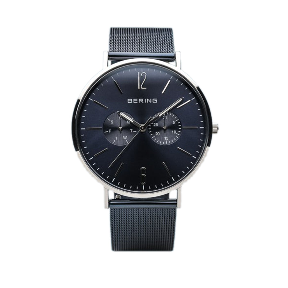 Bering Time Classic Polished Silver Steel Case & Blue Dial Men's Watch 14240-303