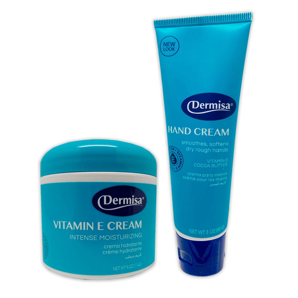 Dermisa Vitamin-E Corporal, Softens and Protects 4 Oz / 114 g. + Dermisa Hand Cream with Vitamin-E, Softens and Protects 3 Oz / 85 g.