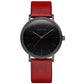 Bering Time Classic Mat Black Steel Case and Red Strap Women's Watch. 13436-622