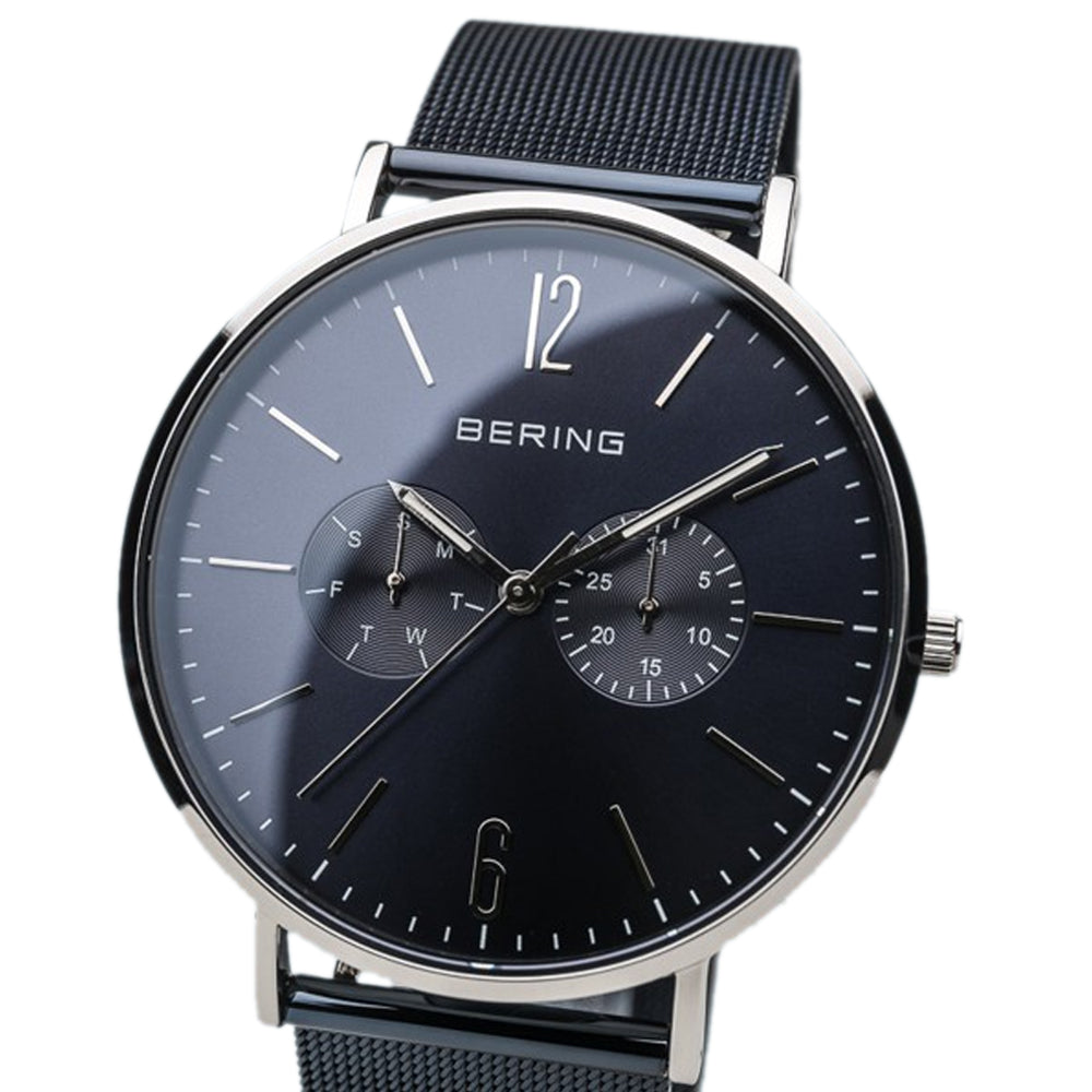 Bering Time Classic Polished Silver Steel Case & Blue Dial Men's Watch 14240-303