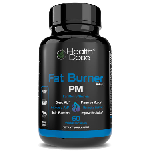 Health Dose Fat Burner PM. Sleep Aid & Brain Function Boost. 60 Capsules