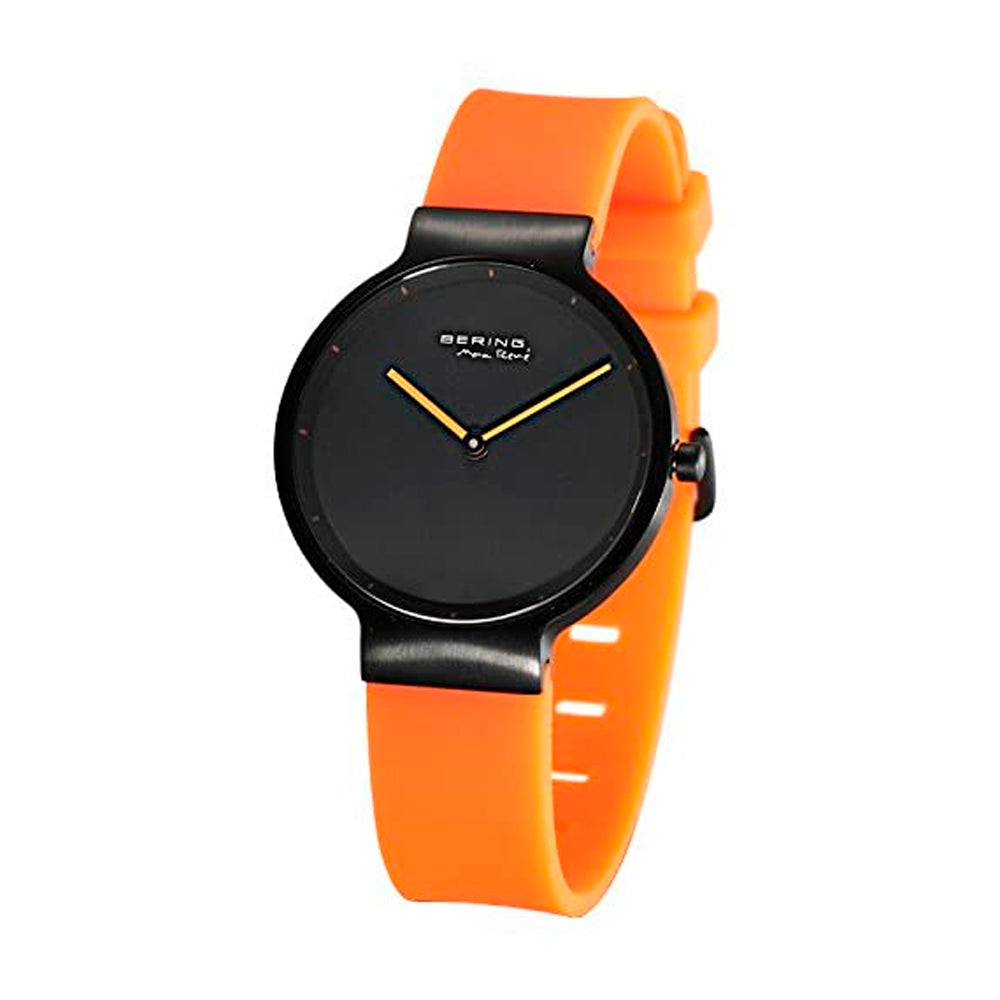 Bering Time Max Rene Black Steel with Orange Rubber Strap Men's Watch. 12631-828