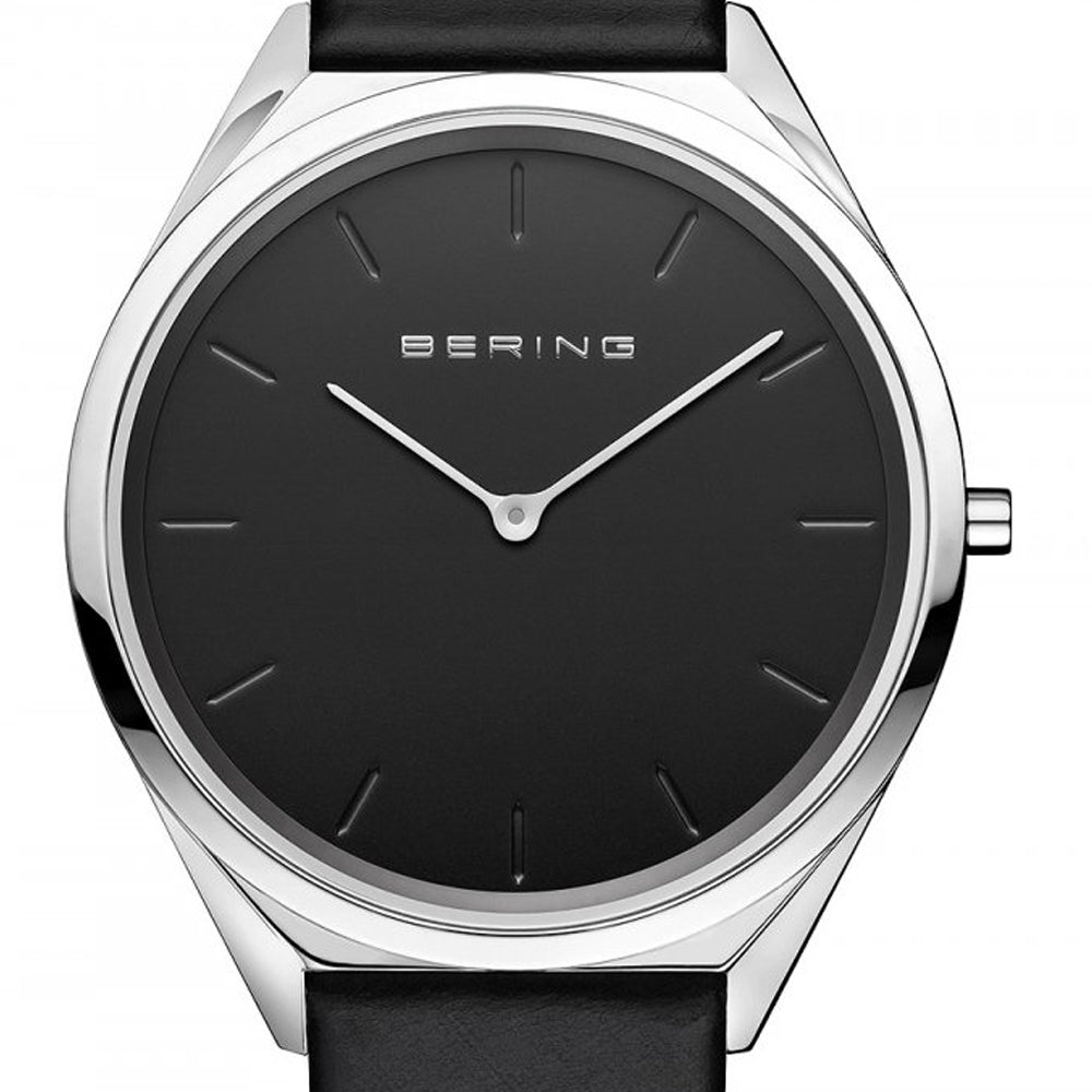 Bering Time Classic Silver Steel Case with Black Dial Unisex Watch. 17039-402