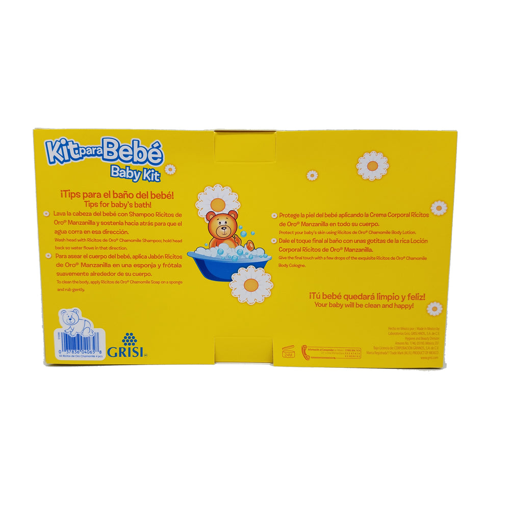 Ricitos De Oro Chamomile Baby Gift Set. 4 pcs. Shampoo, Soap, Lotion and Cologne - SotoDeals