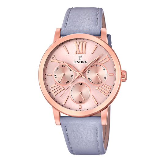 Festina Rose Gold Stainless Steel Case and Leather Strap Women's Watch. F20417-1