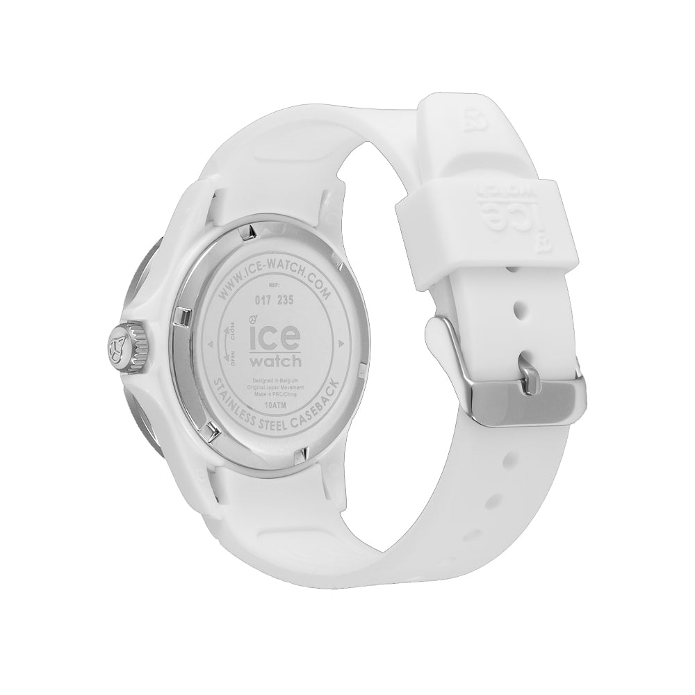 ICE Crystal White Stainless Steel Case and Silicone Strap Women's Watch. 017235