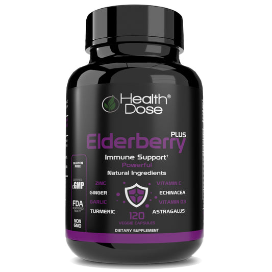 Health Dose Elderberry Immunedose With Vitamin C, Turmeric, Zinc & More 120 Caps